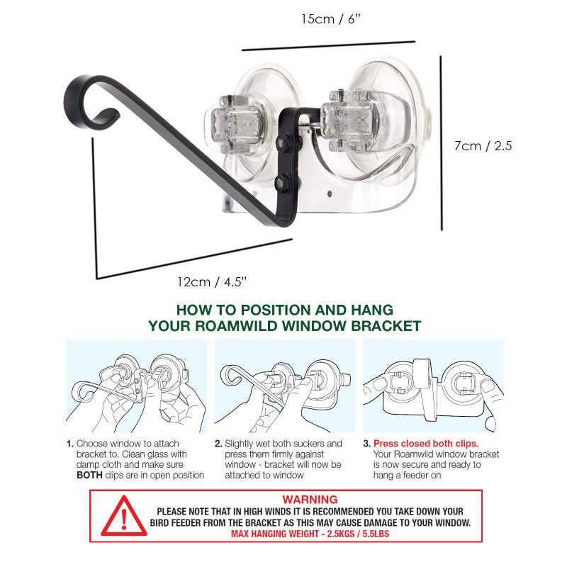Roamwild Window Mounted Bird Feeder Bracket with Super Strong New Dual Suction Cups Outdoor - Image 4